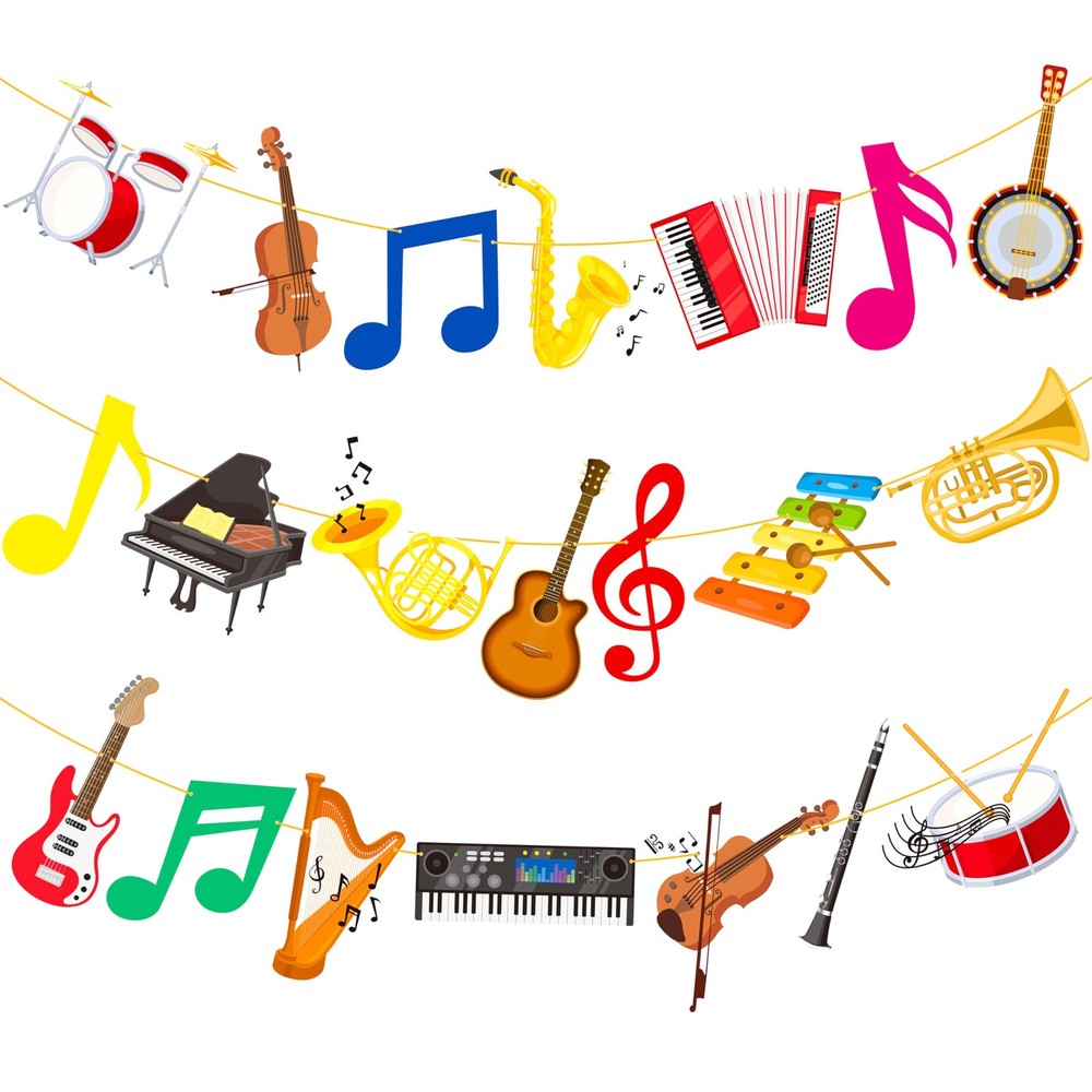 2pcs Music Party Banners Musical Birthday Party Decorations Music Notes Instr…