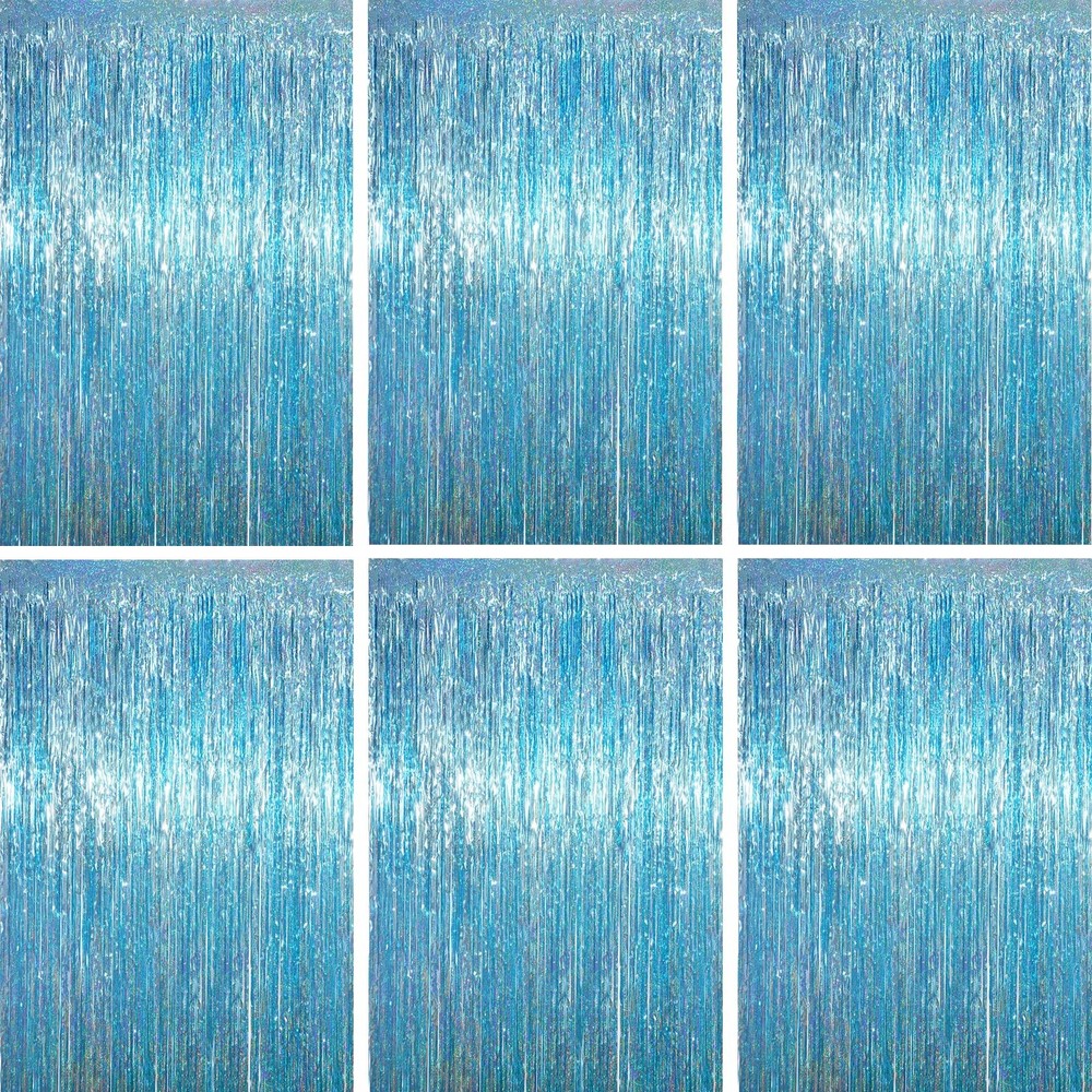 3.3 x 6.6 ft Foil Fringe Backdrop Curtains, Tinsel Streamers Party Decoration…