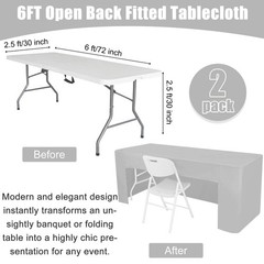2 Pack Open Back Fitted Rectangle Tablecloths 72 x 30 Inch, Gray Table Clothe…