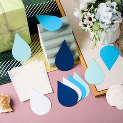120 PCS Blue Paper Raindrop Cutouts 4 Inch Die Cut Shapes School Party Decor