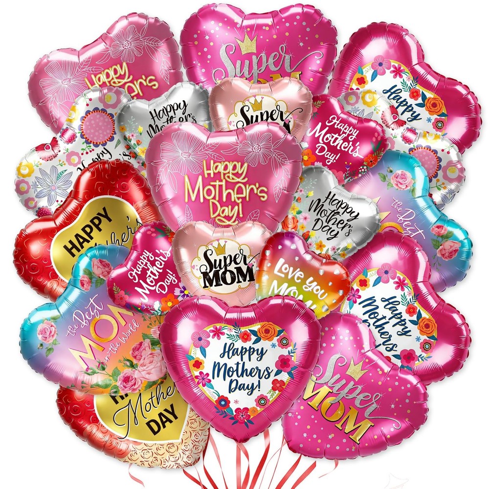 30Pcs Happy Mother’s Day Balloons Set 18» 18pcs 10» 12pcs Mom Party Supplies