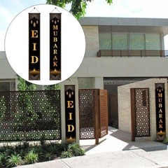 Home Decor Reusable Door Banner Eid Mubarak Indoor Outdoor Backdrop Flag Front