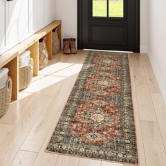 Lahome Oriental Washable Kitchen Runner Rug, 2×6 2′ x 6′ (Runner), Brick Red