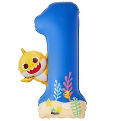 Baby Shark Blue Foil Number 1 Balloon 40 Inch Blue Mylar Helium Number Balloo…