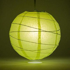 Quasimoon 16″ Light Lime Green Round Paper Lantern, Crisscross Ribbing, Hangi…
