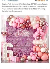 24Pcs Pink Shimmer Wall Panels Backdrop Decoration, 12 * 12 inch Seq…