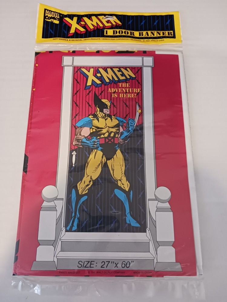 Vintage 1993 Marvel Comic X-Men Wolverine Door Banner 27” X 60” Party Decor New!