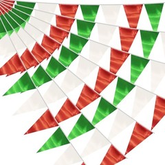 40M/130FT White Green Red Triangle Pennant Banner Flag Metallic Fabric Buntin…