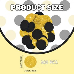 300 PCS Glitter Gold Black Table Confetti Paper Circle Dots Birthday Party