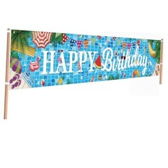Pool Birthday Party Decorations, Extra Large Size Happy Birthday Pool Party