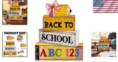 Versatile Rustic Wooden Back to School Decorations – 4 Pcs with Pencil Topper