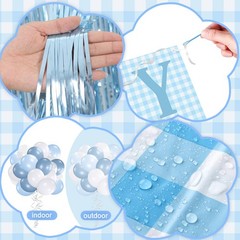 66 Pcs Boy Baby Shower Decorations Blue Gingham Welcome Baby and Body Cloth B…
