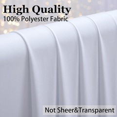 10ft×12ft Wrinkle White Backdrop Curtain for Wedding Parties, 2 Panels 5×12ft