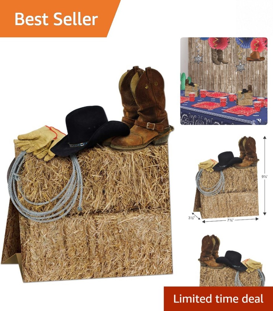Rustic 3D Western Party Centerpiece with Cowboy Hat & Boots – Table Decoration