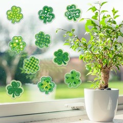 St. Patrick’s Day Thick Gel Clings Assorted Green Shamrock Window Gel Decals for