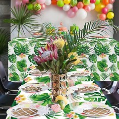 4 Pack Hawaiian Luau Tablecloths Tropical Palm Leaves Table Cloth Hawaiian Lu…