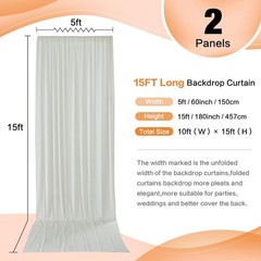 10ft x 15ft Ivory Wrinkle Backdrop Curtains for Parties,Silky Polyester Fabric