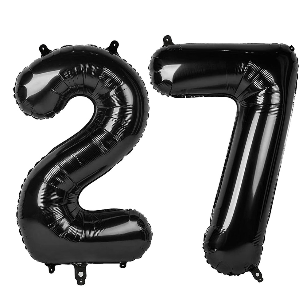 Number 27 Balloons, Balloons for Man Woman 27th Black Birthday Party Decorati…