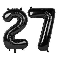 Number 27 Balloons, Balloons for Man Woman 27th Black Birthday Party Decorati…