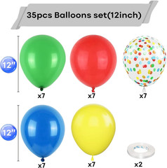 Red Yellow Blue Balloons, 12 Inch Carnival Circus Balloon, Matte Blue Yellow Red