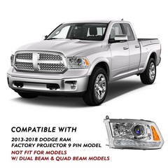 LED Tail & Halogen Headlights Set 13-18 1500 2500 3500 Chrome Amber Reflector