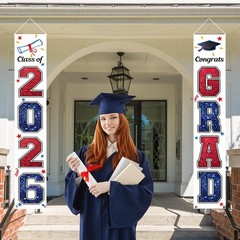 KMUYSL Graduation Decorations Class of 2026, Red & Blue Congrats Grad Banner …