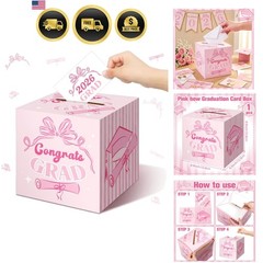 Vibrant Pink Bow Graduation Card Box – Perfect for 2026 Graduates