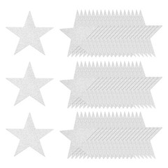 80 Pcs 6 Inch Double Printed Glitter Star Cutouts, Silver Tone