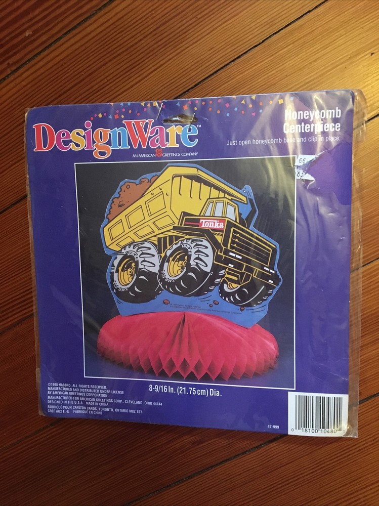 Vintage ‘TONKA’ Designware Honeycomb Centerpiece Party Decor (1998, Hasbro) A9
