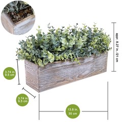 Winlyn 14″ Artificial Eucalyptus in Rustic Rectangular X 6″ X 8.3″, Green
