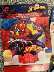 Boy’s Birthday Banner Candle & Table Decoration Set Batman Batwheels Spiderman