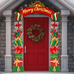 63.8″x29.5″ Christmas Door Decorations, 3pcs Merry Christmas Gift Box Door Fr…