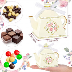 50 Pcs Spring Tea Party Favor Boxes Tea Party Decorations Vintage Floral Teapot