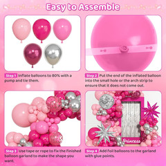 143Pcs Pink and Silver Valentines Balloon Garland Arch Kit, Hot Pink Confetti 4