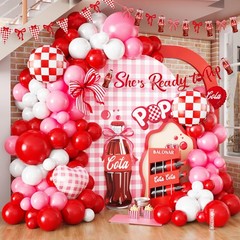 She’s Ready to Pop Balloon Arch Kit, 123Pcs Soda Pop Red Pink Balloon Garland…