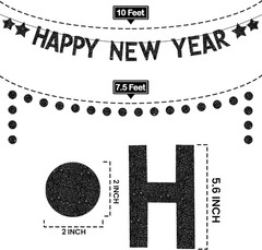 Katchon, Glitter Happy New Year Banner – 10 Feet No DIY | 2 Strings | New Years