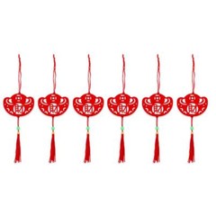 6pcs Chinese Lantern Ornaments New Year Flannel Pendant Spring Festival E4