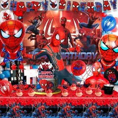 Spider Man Boys Party Decoration Marvel Birthday Supplies Foil Balloons Backdrop
