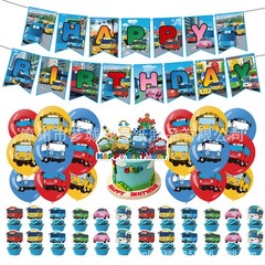 Tayo the Little Bus Birthday Party Decor Supplies Balloons Banner Cake Toppers
