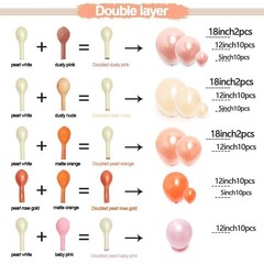 Pink Orange Balloons Double Pearl Balloon Arch Latex Rose Light Pink Nude Bal…
