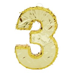 Juvale Gold Foil Number 3 Pinata – Spacious Candy & Toy Holder Birthday