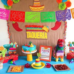 18 FT Cinco De Mayo Party Decorations, Fiesta Banner with 9 Plastic Papel Picado