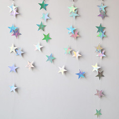 Iridescent Shining Star Hanging Garland Iridescent Hanging Sparkling Star Stream