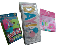 36 Multi-Colored Neon Letter & Number Pads, 8 Loot Bags, Birthday Banner Bundle