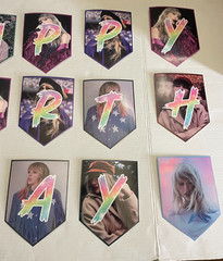 Taylor swift Birthday Banner 24 Cupcake Toppers 16 Balloons 6 Swirls& Backdrop