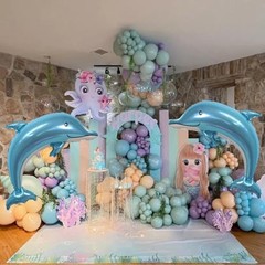 2 PCS Large Dolphin Balloons 46 Inch Ocean Animal Foil Mylar Party Decorations