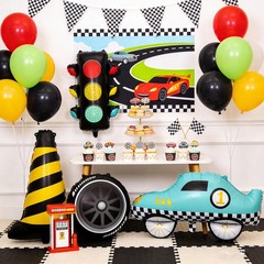 2PCS Traffic Light Balloon Red Green Lights Foil Balloon For Kids Race Car Th…