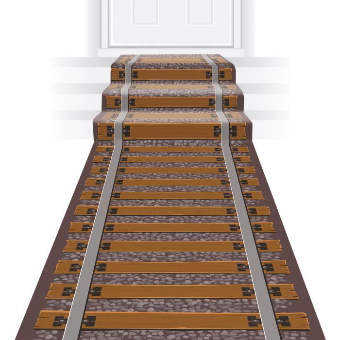 Beistle Novelty Printed Polyester Fabric Railroad Track Aisle Runner