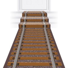 Beistle Novelty Printed Polyester Fabric Railroad Track Aisle Runner