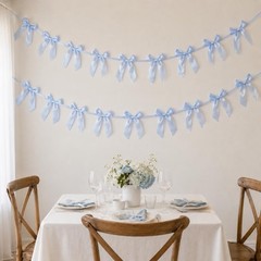 2 Pack Bow Garland Banner, 8.3 ft Pre-Strung Satin Ribbon Bow Decorations for…